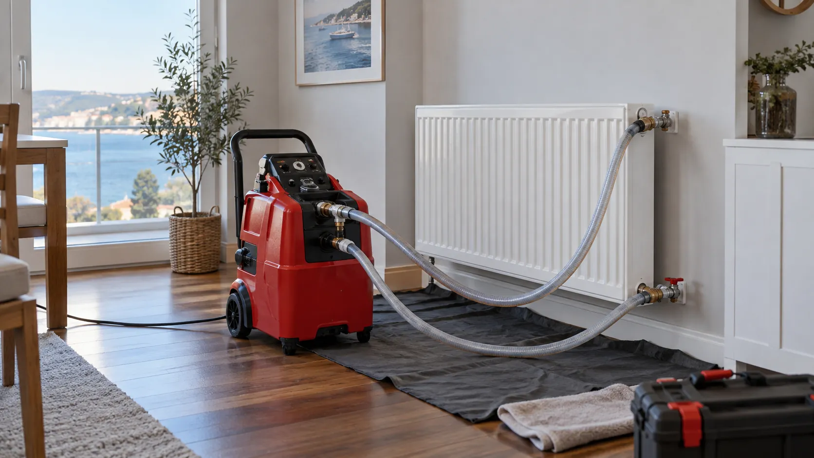Radyatör devresi için hazırlanmış temizlik makinesi