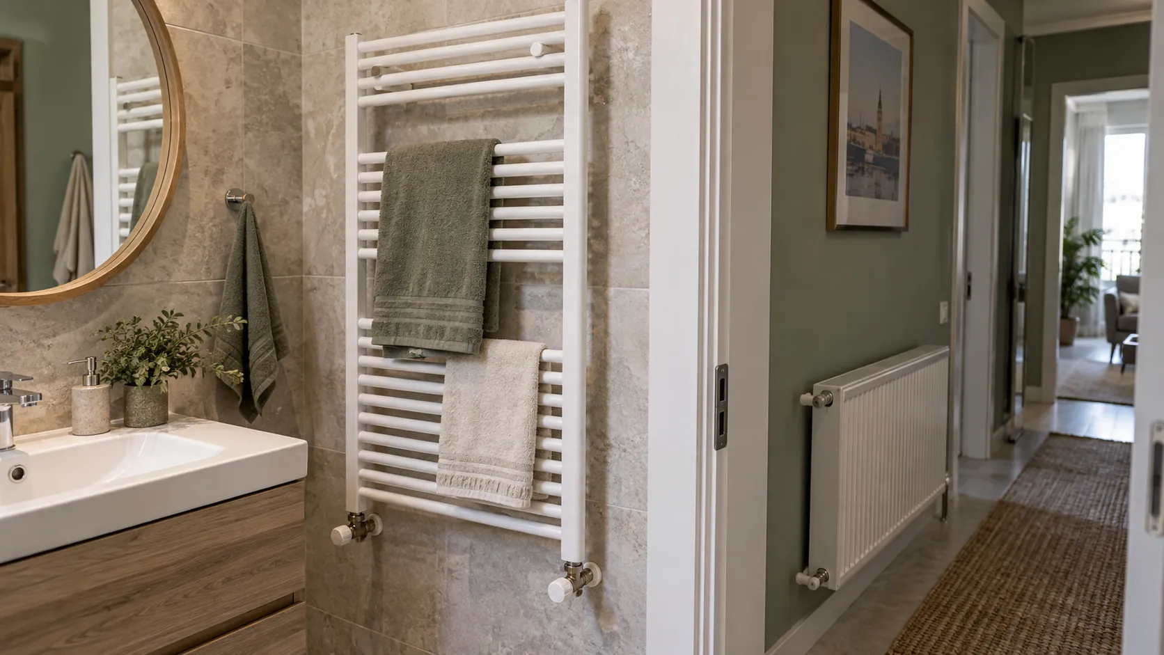 Banyo havlupanı ve ısıtma bağlantıları